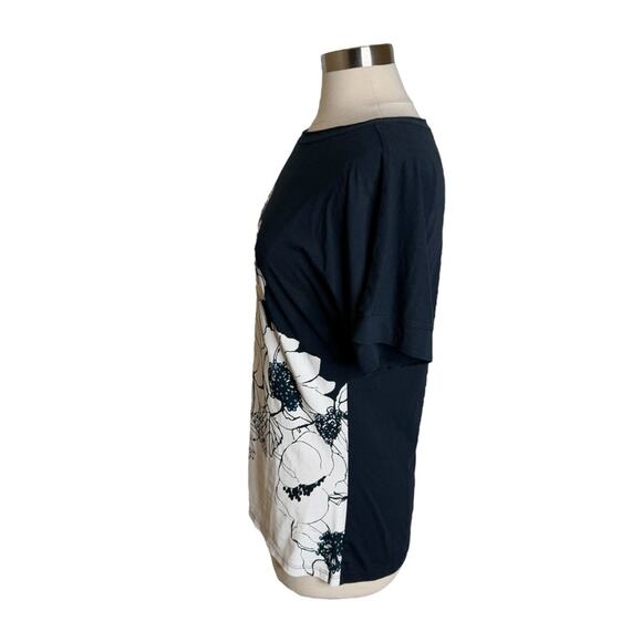 Soma Lotus Peruvian Pima Cotton Floral T-Shirt Shorts Sleeve Women’s Small Black - Picture 3 of 7